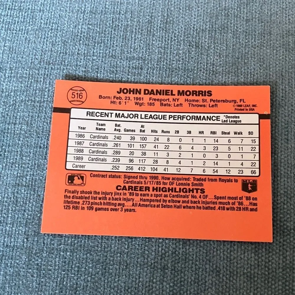 1990 Donruss St. Louis Cardinals Baseball Card Trading Card
